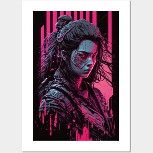 Female Cyberpunk Samurai Posters and Art